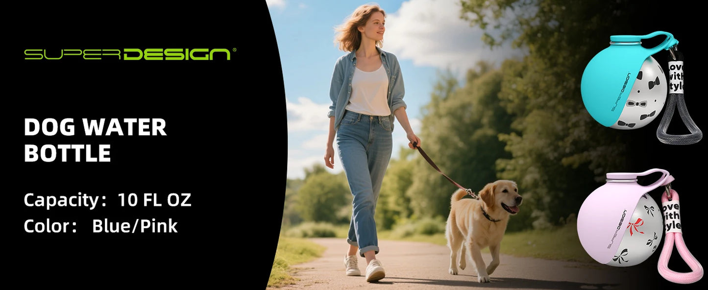 Kompakte Hundetrinkflasche für kleine Hunde – auslaufsicher, Edelstahl & Silikon, ideal für unterwegs