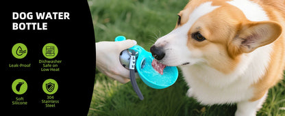 Kompakte Hundetrinkflasche für kleine Hunde – auslaufsicher, Edelstahl & Silikon, ideal für unterwegs