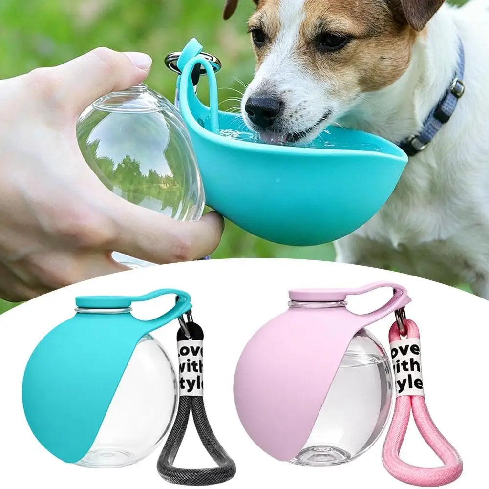 Auslaufsichere Trinkflasche für Hunde mit faltbarem Silikonnapf
